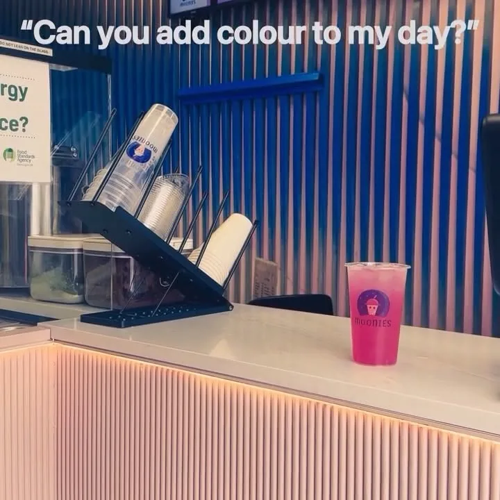 The pastel Moonies counter inside Batley Plaza